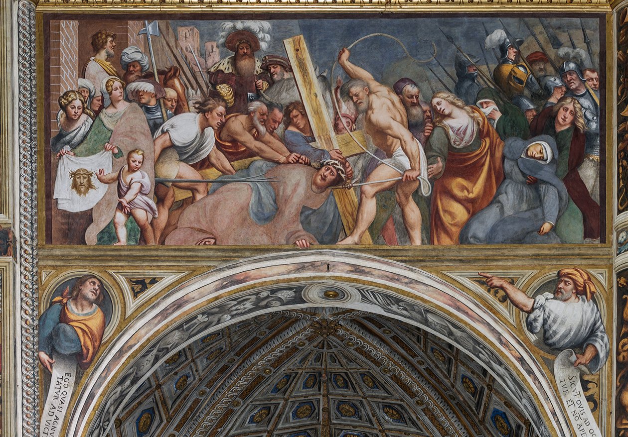 Ježíš padající pod křížem od Giovanni Antonio Pordenone