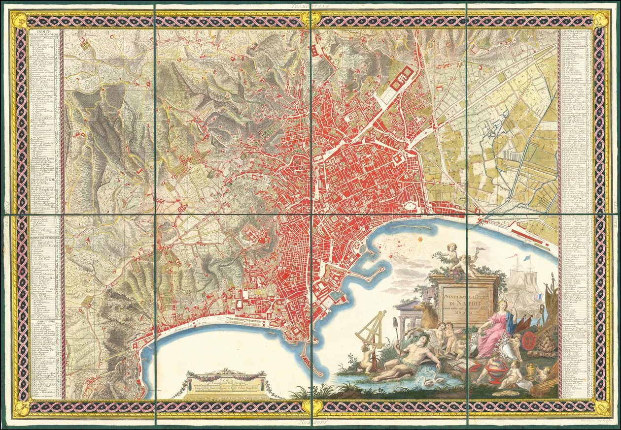 Mapa Neapole z roku 1790 od Giovanni Antonio Rizzi Zannoni