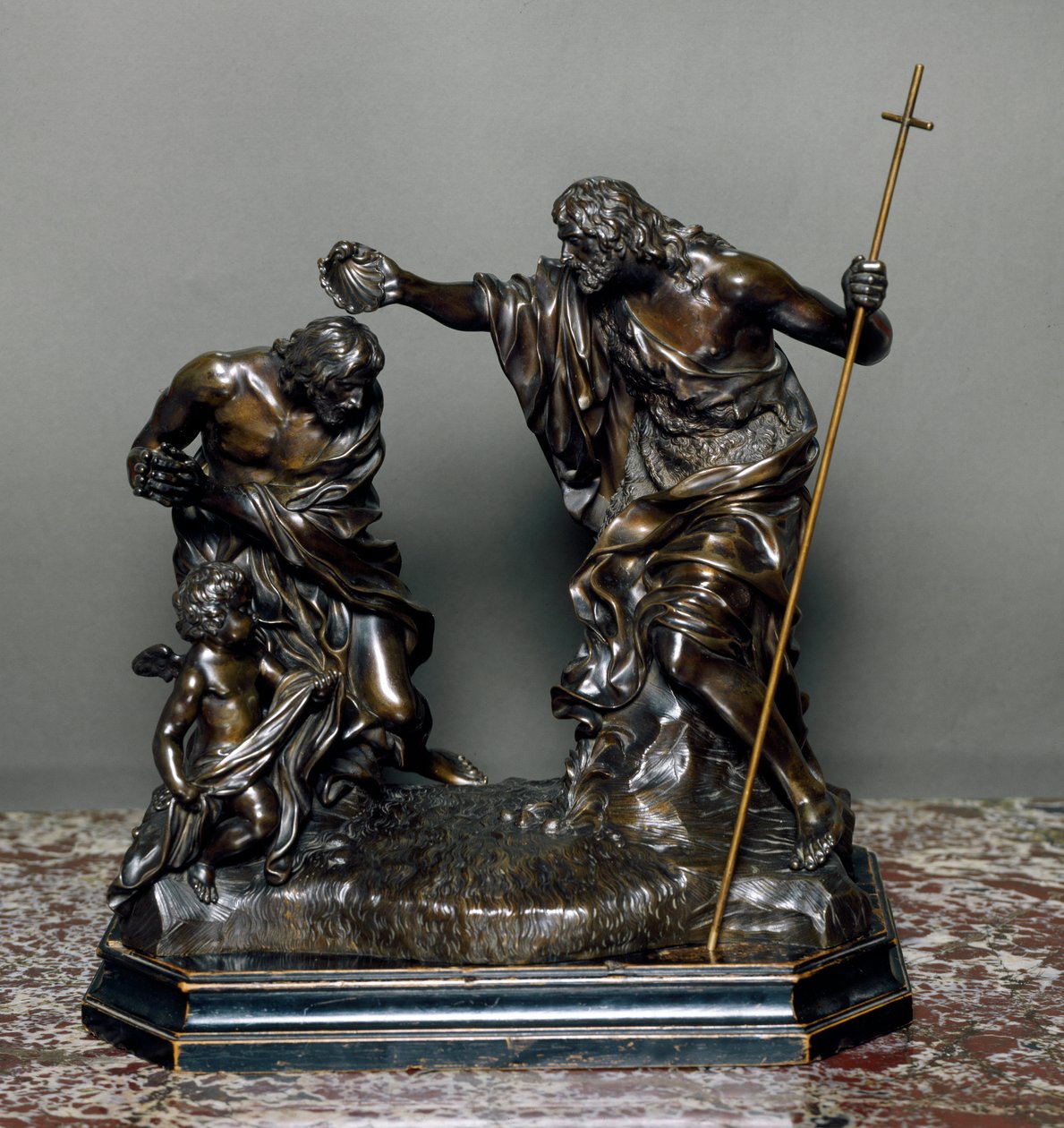 Ježíšův křest. Bronzová socha od Giovanni Battista Foggini