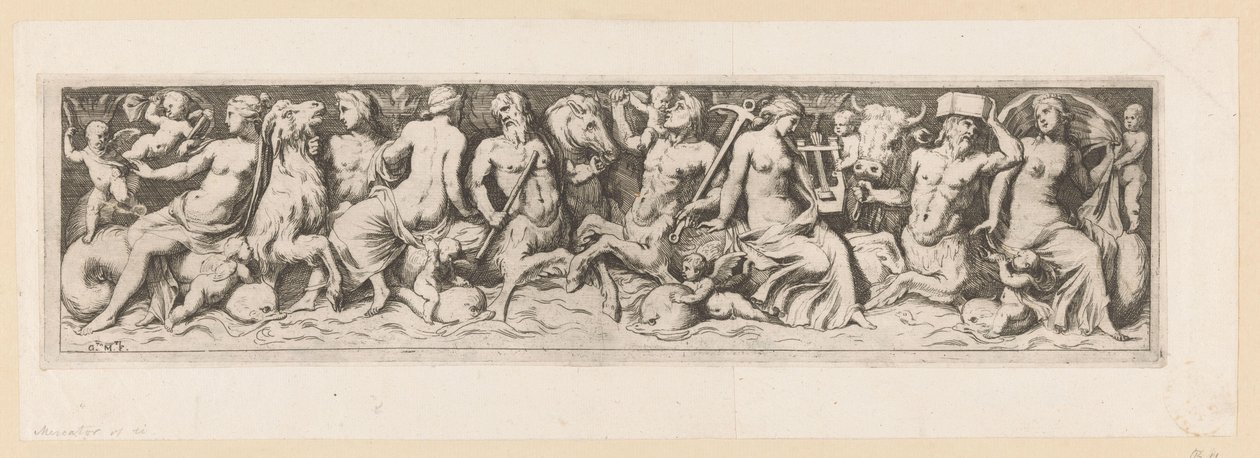 Tritony, nereidy a putti od Giovanni Battista Mercati