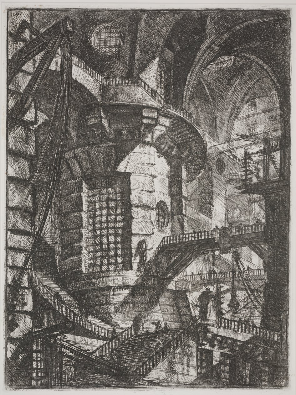 Kulatá věž, kolem roku 1761 (lept) od Giovanni Battista Piranesi