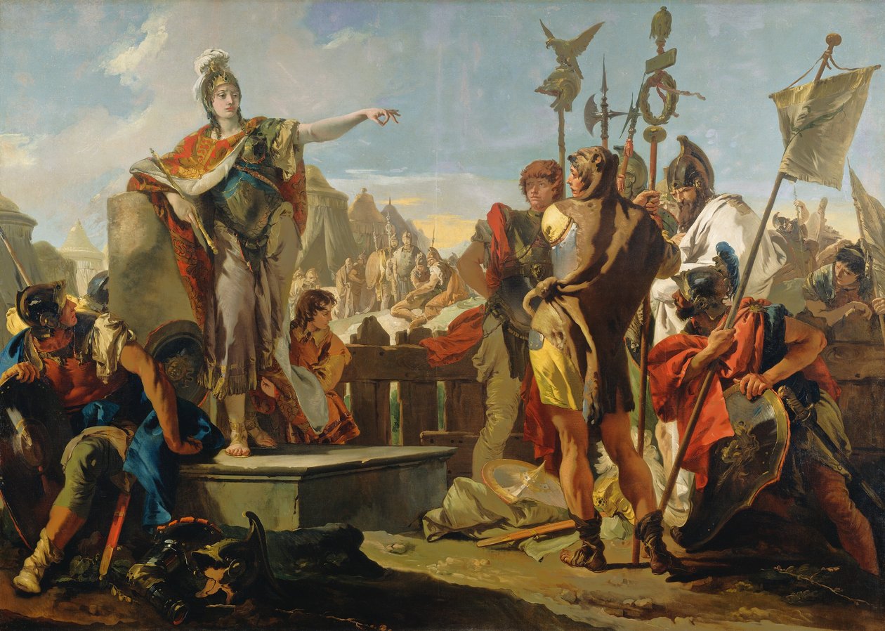 Královna Zenobia oslovuje své vojáky od Giovanni Battista Tiepolo