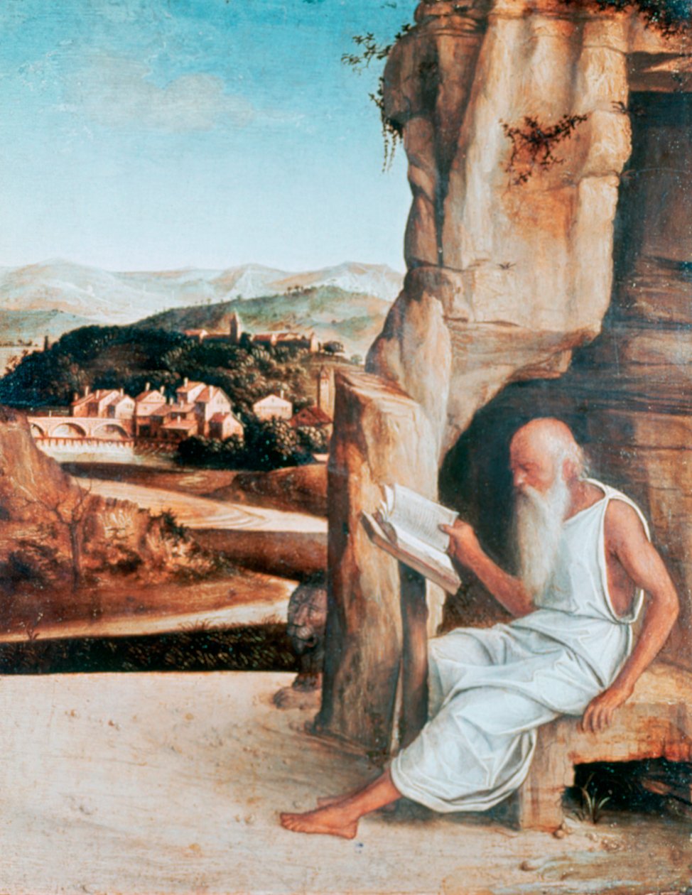 St Jerome Reading in a Landscape, c1450-1516 od Giovanni Bellini