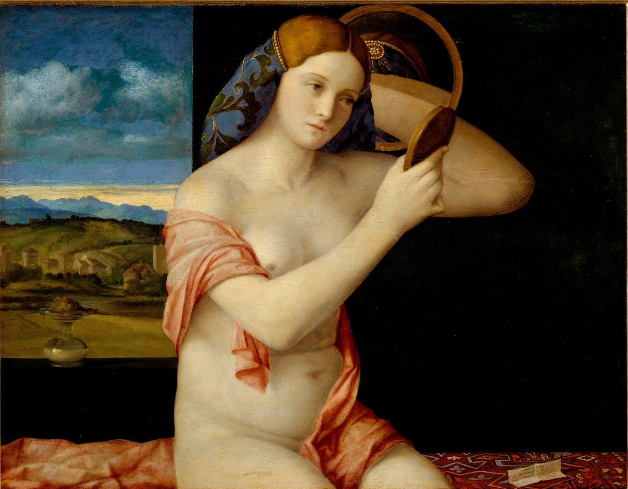 Mladá žena v zrcadle od Giovanni Bellini