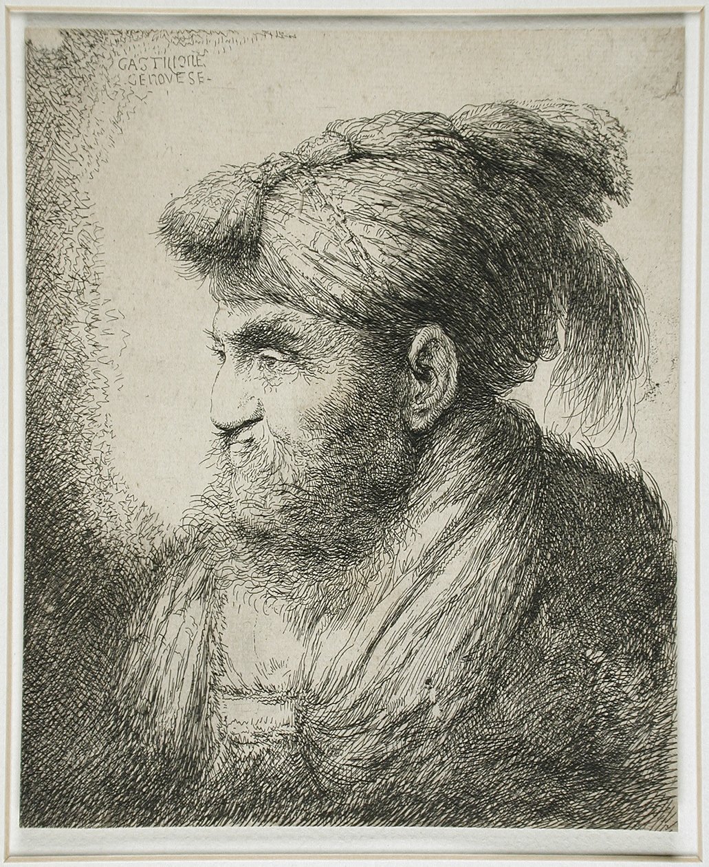 Vousatý muž v turbanu, 1647-51 od Giovanni Benedetto Castiglione
