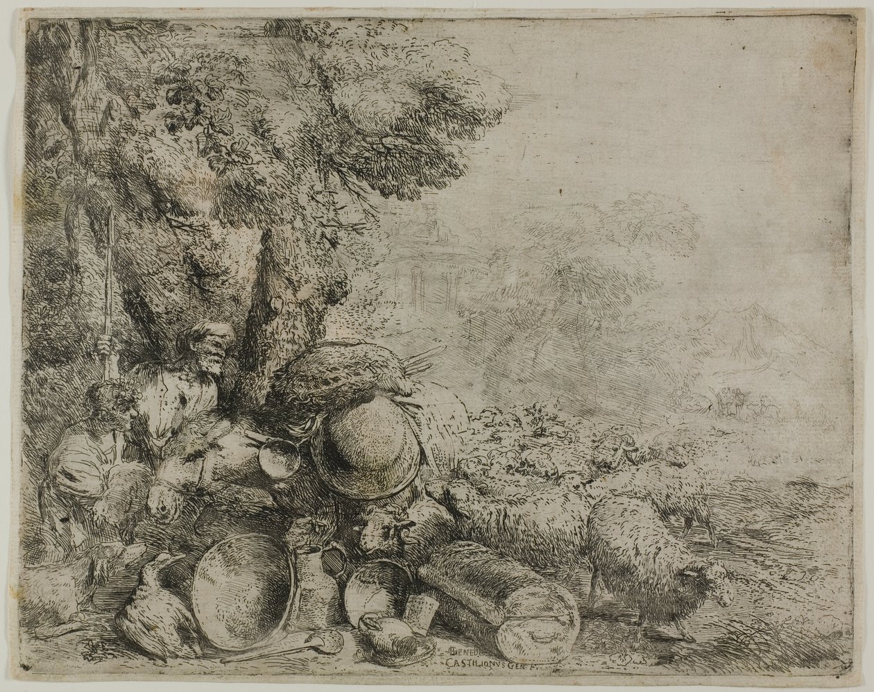 Přetížený osel od Giovanni Benedetto Castiglione