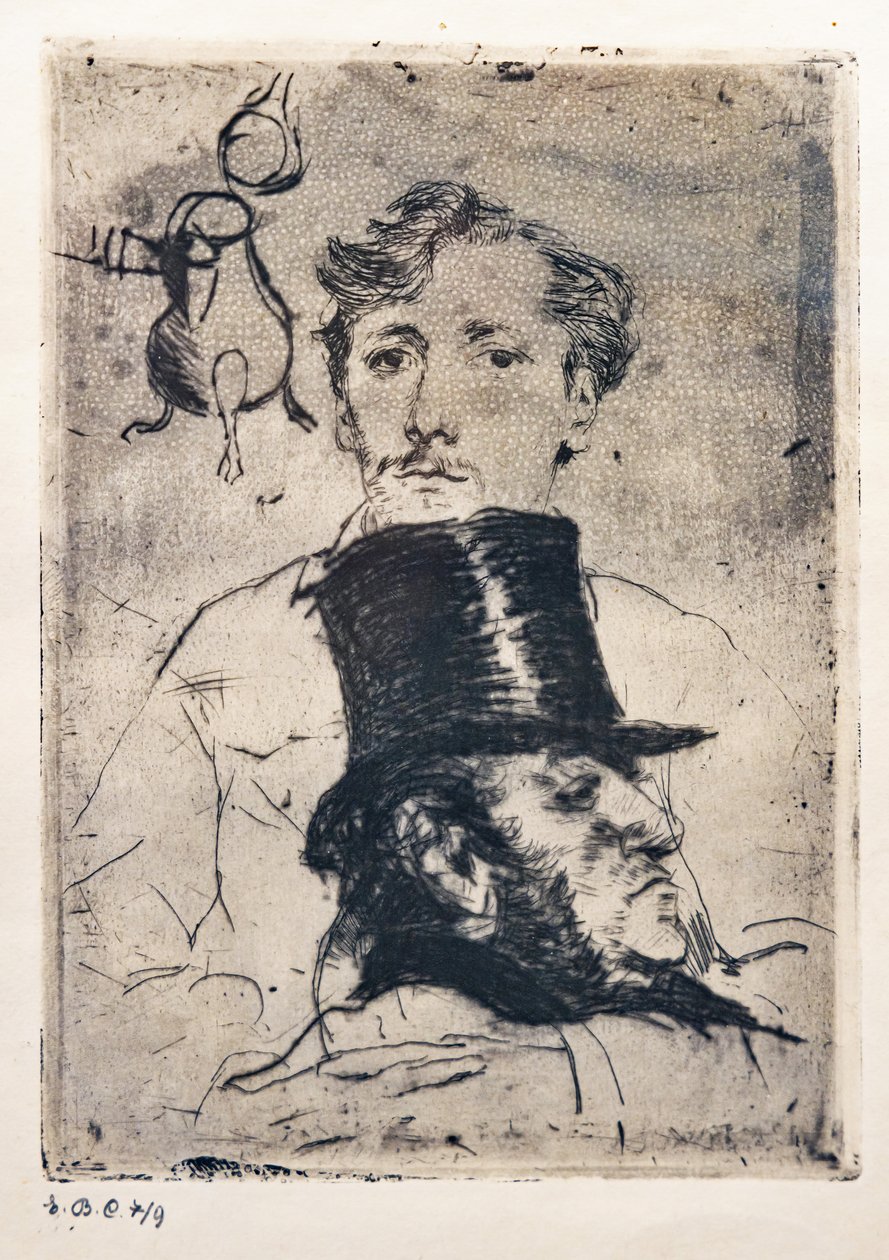 Portrét Rodenbacha (lept a suchá jehla) od Giovanni Boldini