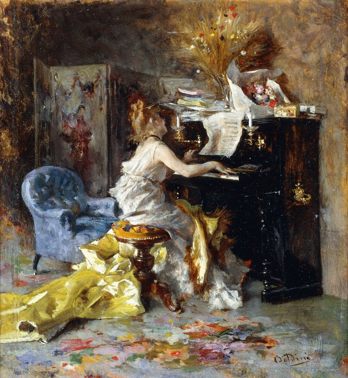 Žena u klavíru, od Giovanni Boldini