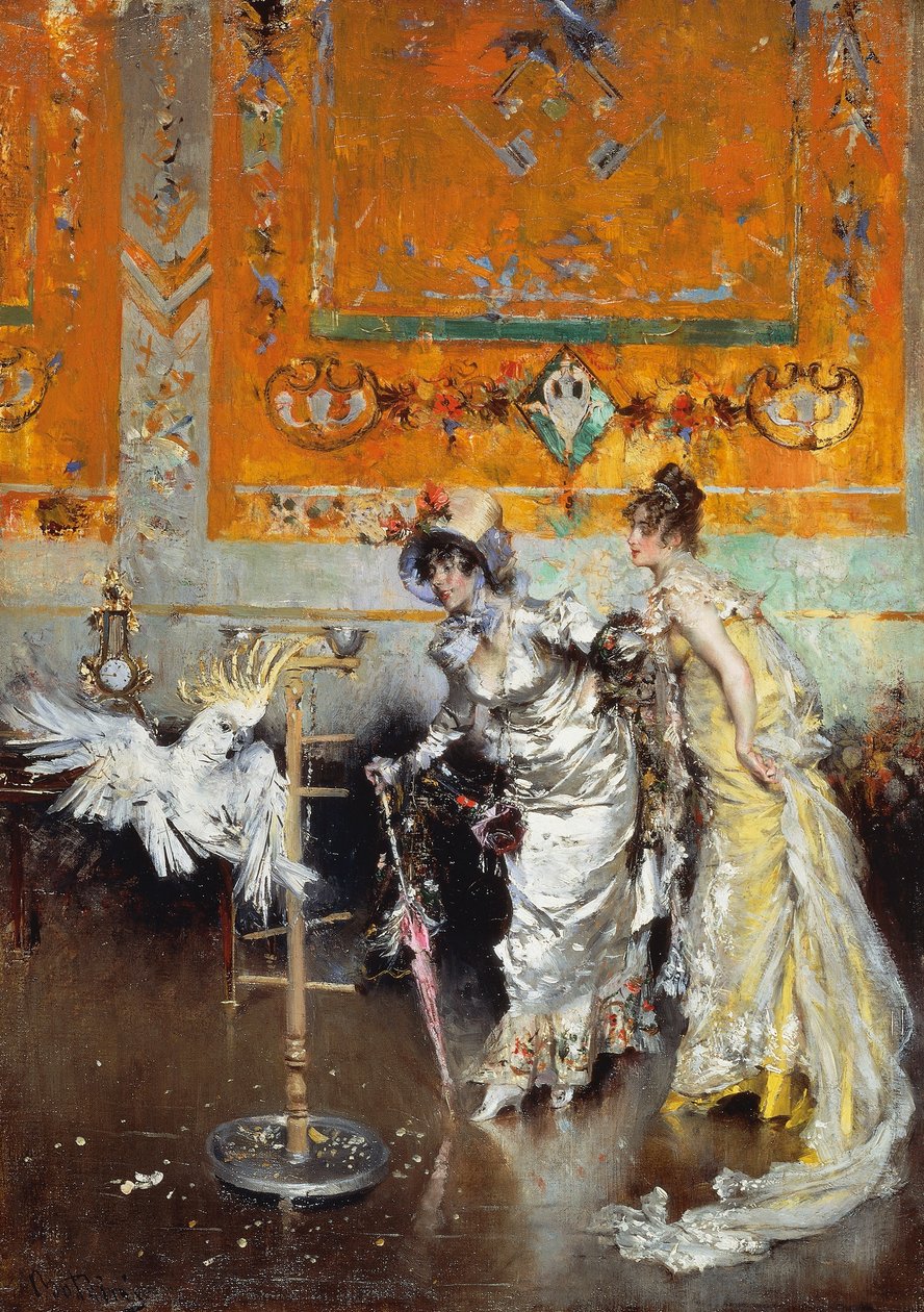 Ženy s papouškem od Giovanni Boldini
