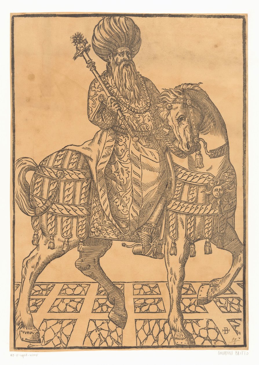 Muž s turbanem na koni od Giovanni Britto