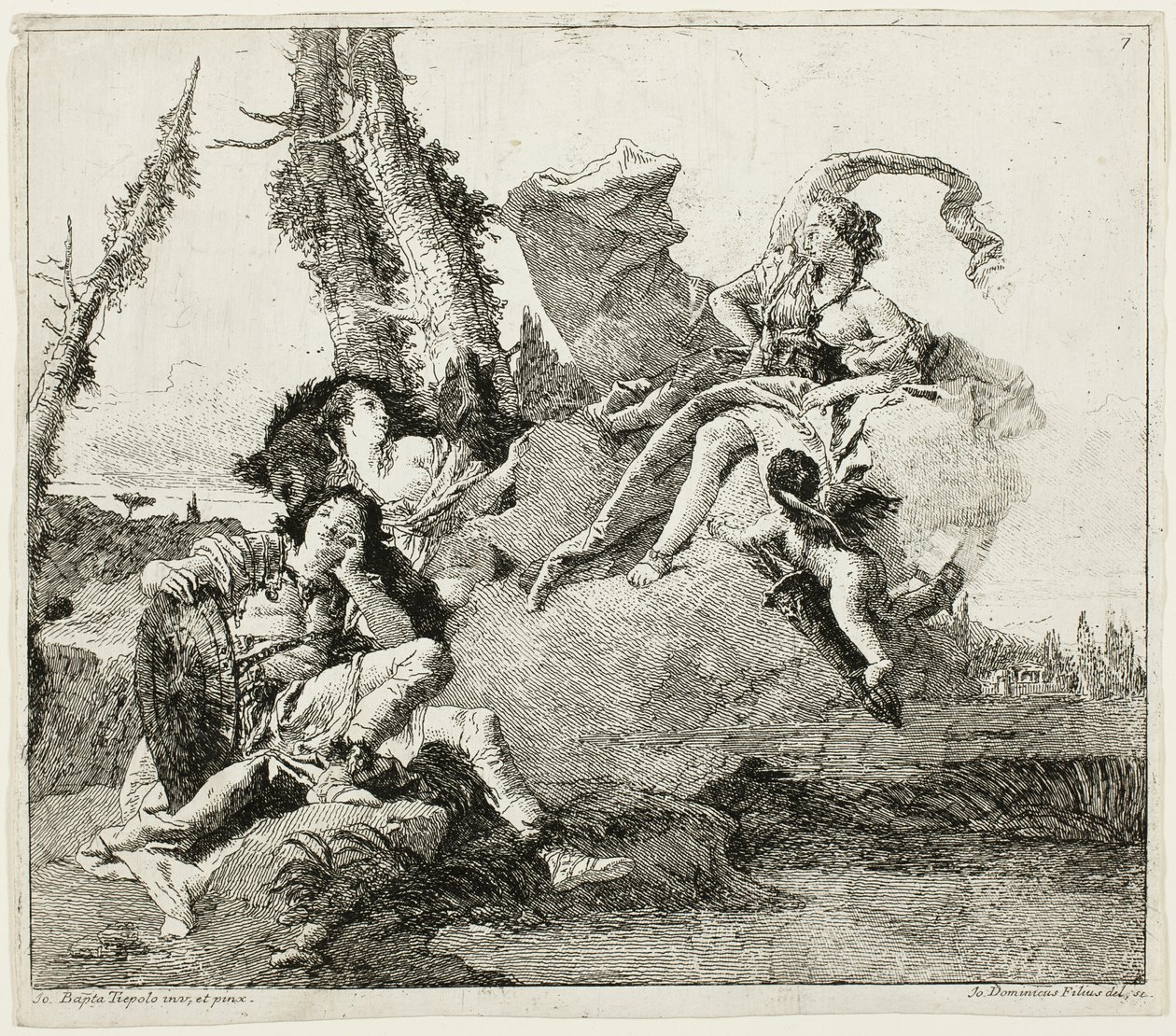 Armida se setkává se spícím Rinaldem od Giovanni Domenico Tiepolo