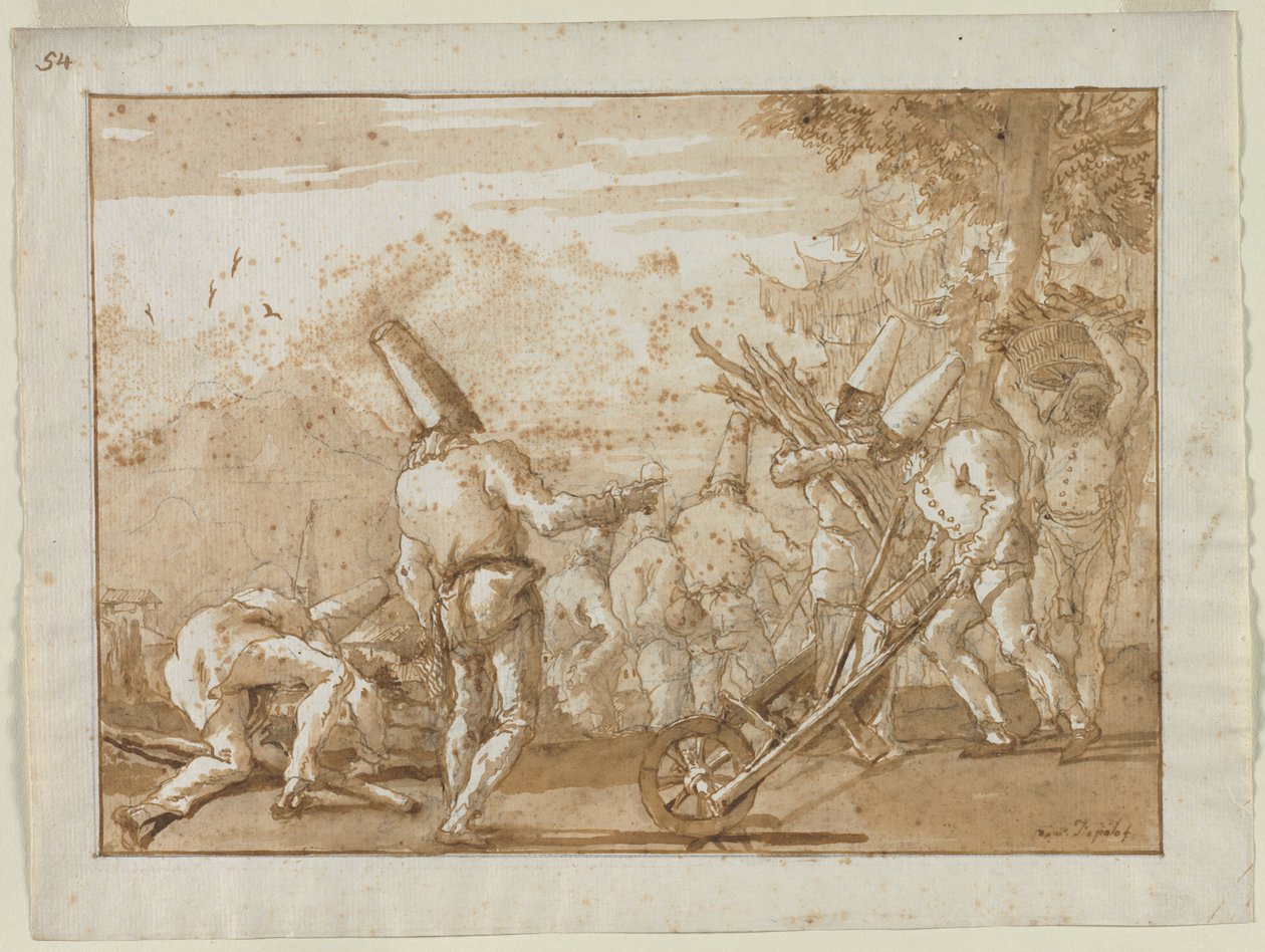Sběr dřeva, konec 1790. od Giovanni Domenico Tiepolo