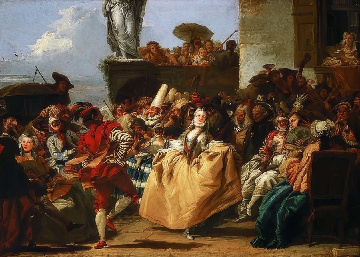 Karnevalová scéna nebo menuet. 1745/50 od Giovanni Domenico Tiepolo