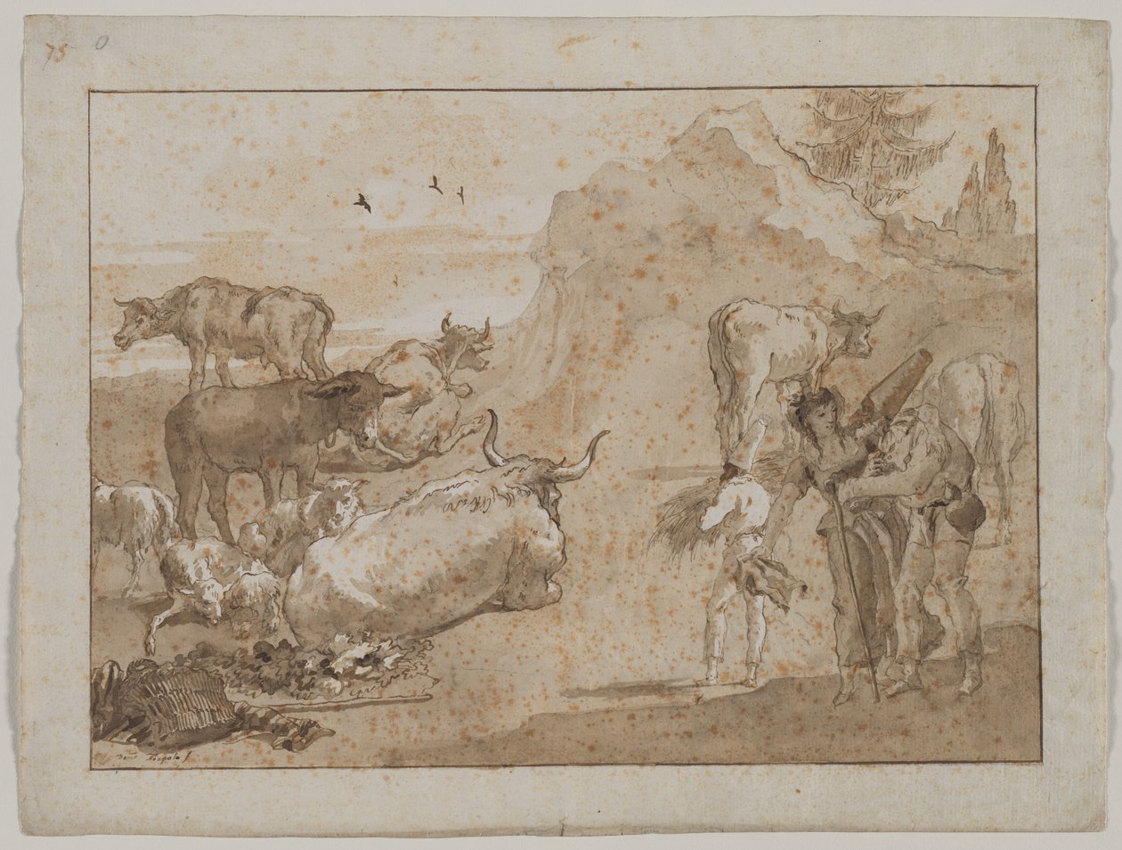 Ovce a krávy, 1790s. od Giovanni Domenico Tiepolo