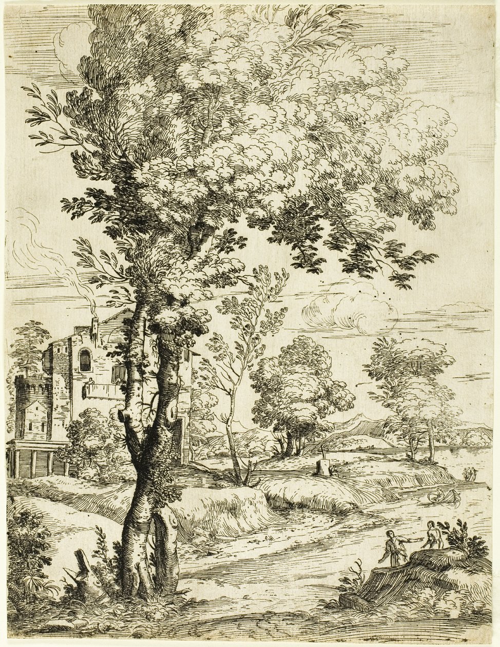 Krajina s domem od Giovanni Francesco Grimaldi