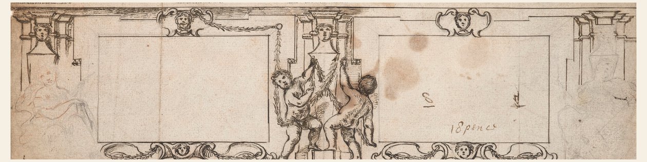 Projekt pro vyřezávané obložení od Giovanni Francesco Romanelli