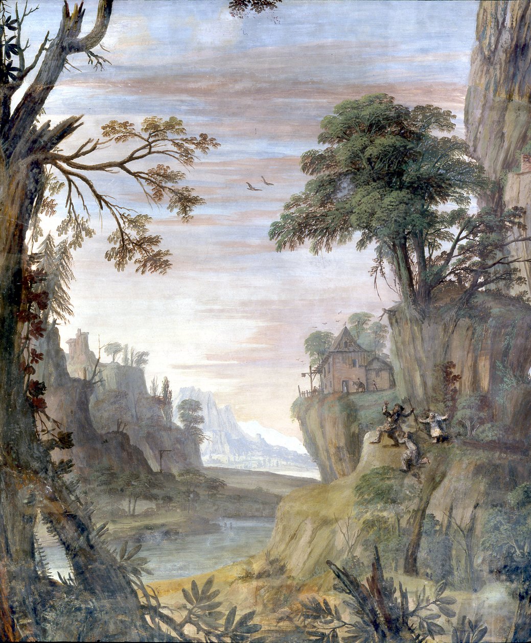 Řeka a krajina, detail od Giovanni Ghisolfi