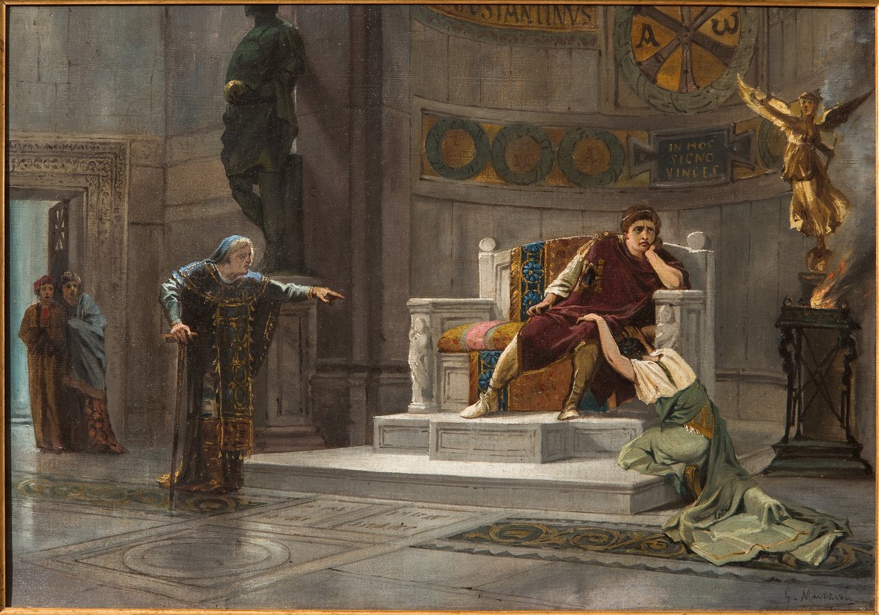 Konstantin a otrok (olej na plátně) od Giovanni Muzzioli