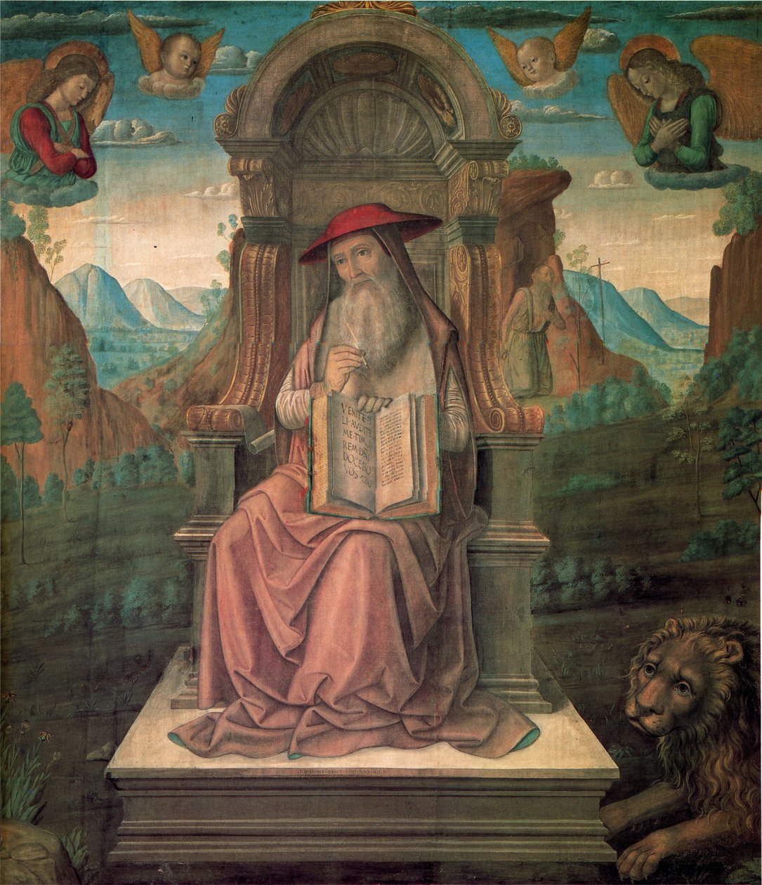 Saint Jerome na trůnu, asi 1475. od Giovanni Santi