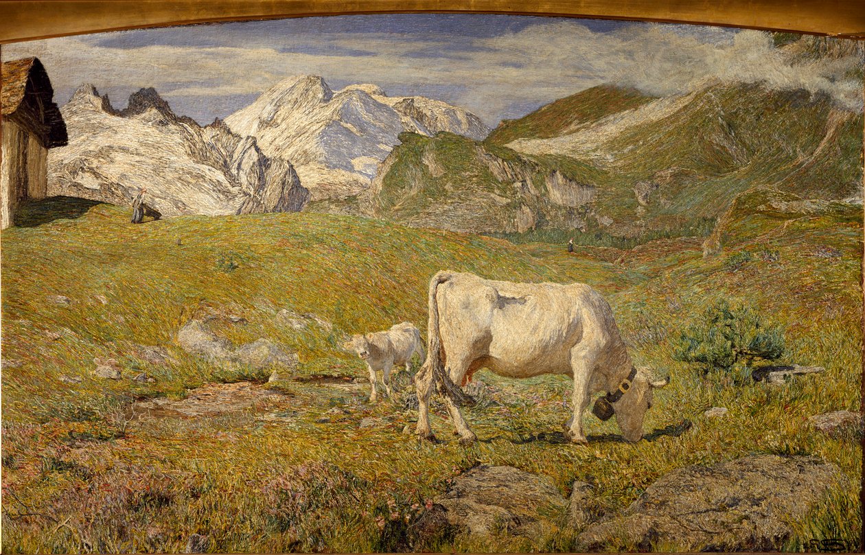 Pastviny na jaře (olej na plátně od Giovanni Segantini