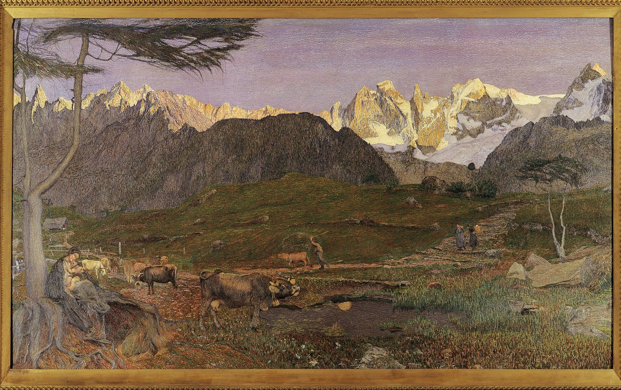 Švýcarsko, Svatý Mořic, Alpský Triptych Life od Giovanni Segantini