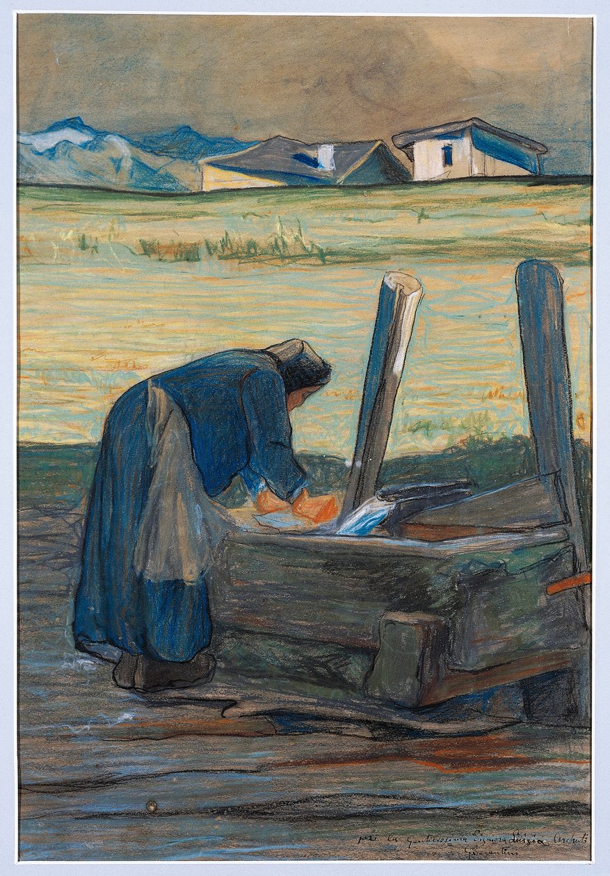 Pračka u fontány od Giovanni Segantini