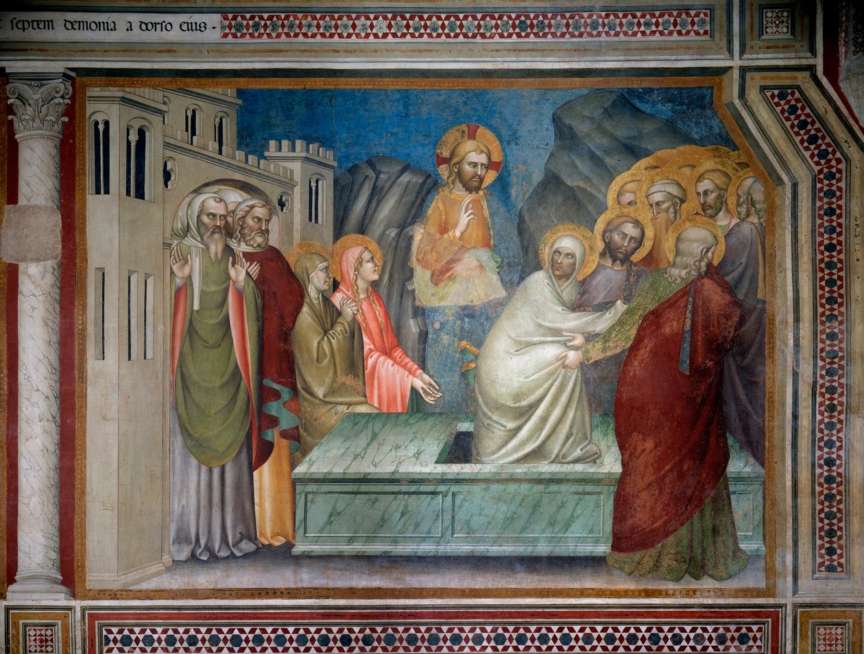 Vzkříšení Lazara (Freska od Giovanni da Milano