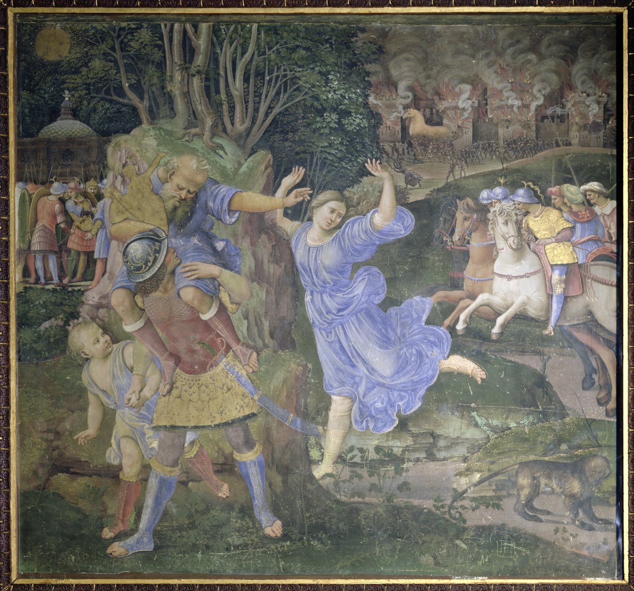 Aeneas prchá z Tróje od Girolamo Genga