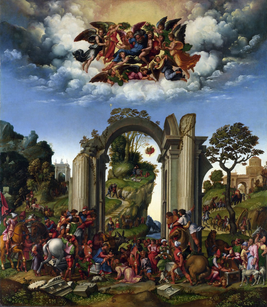 Klanění tří králů od Girolamo da Treviso the Younger