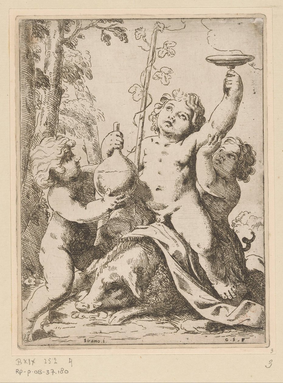 Bacchanal se třemi mladíky od Girolamo Scarselli