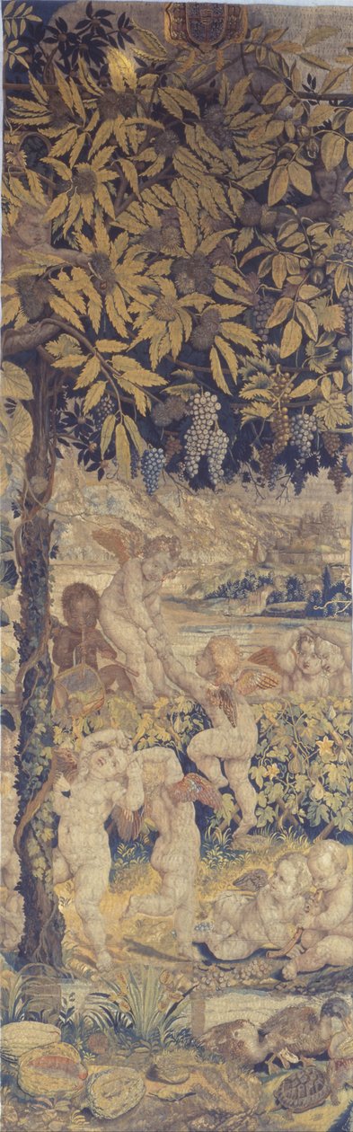 Gobelín s hrou na Putti od Giulio Romano