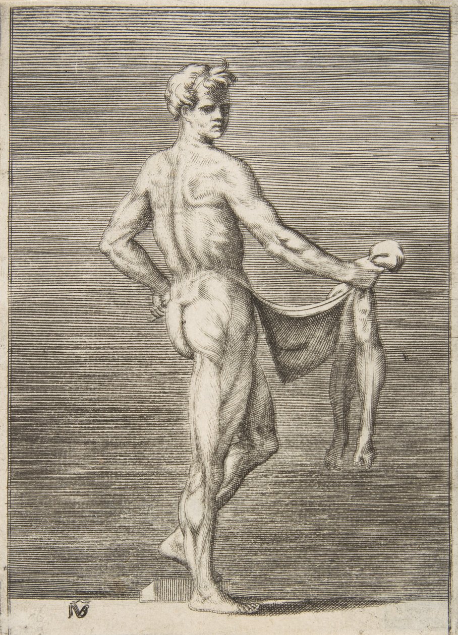 Stažený muž viděný zezadu, 1531-76. od Giulio Bonasone