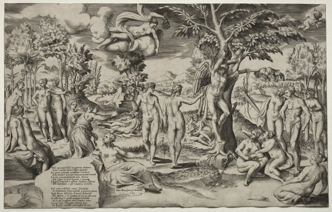 Láska na Elysejských polích, 1563. od Giulio Bonasone