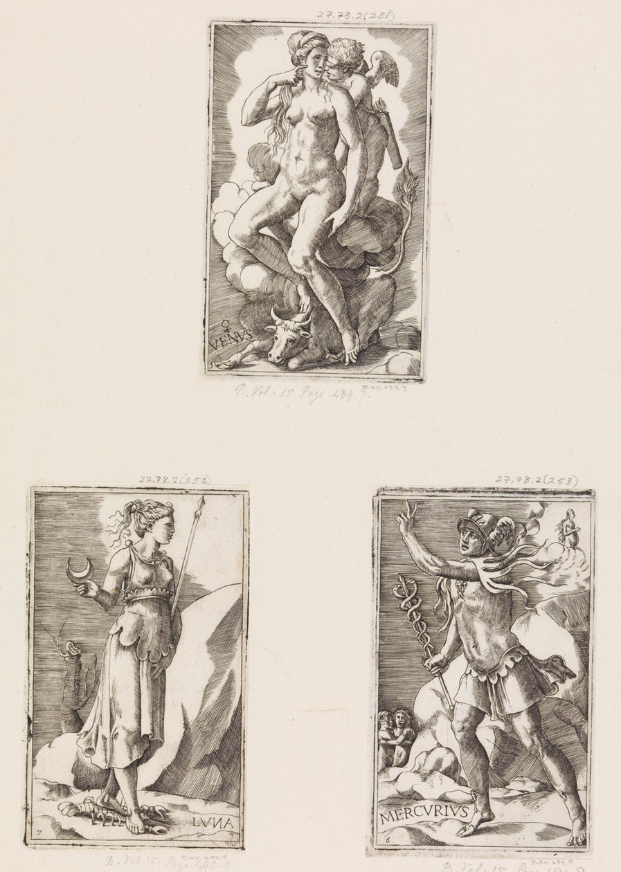 Mercurius, z Planet, deska 6, 1530-70. od Giulio Bonasone