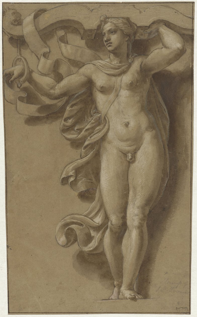 Hermafrodit jako Caryatid Hermafroditus als kariatide od Giulio Romano