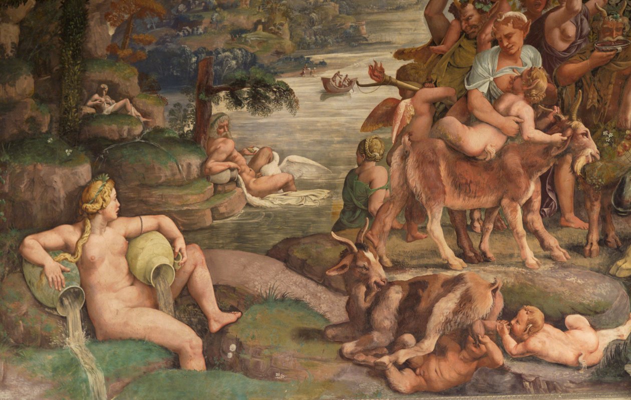 Svatební hostina Amor a Psyché, detail od Giulio Romano
