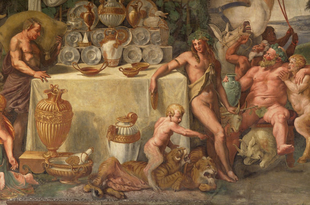 Svatební hostina Amor a Psyché, detail od Giulio Romano