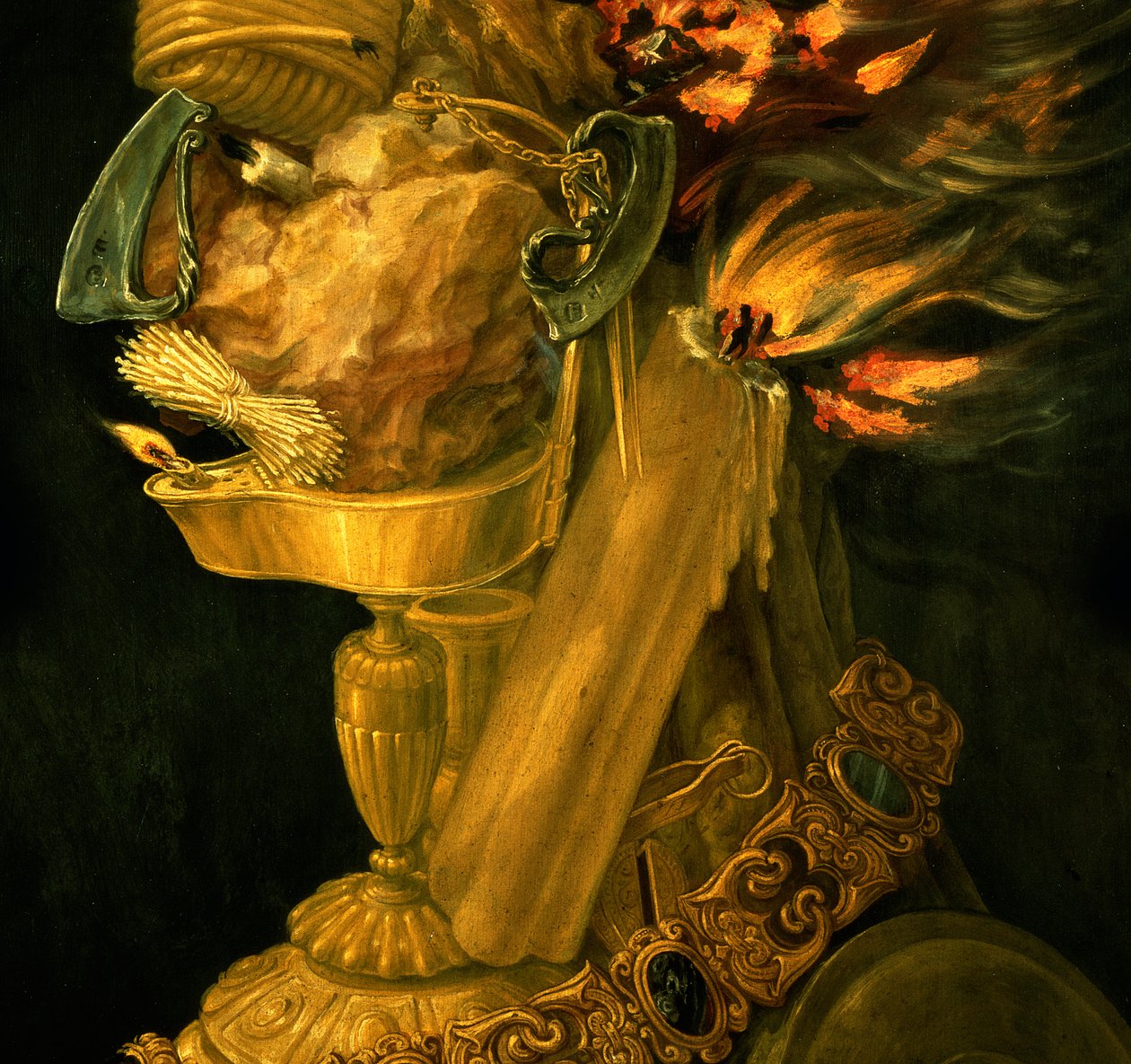 Oheň, 1566 detail olej na dřevě z 66136 od Giuseppe Arcimboldo