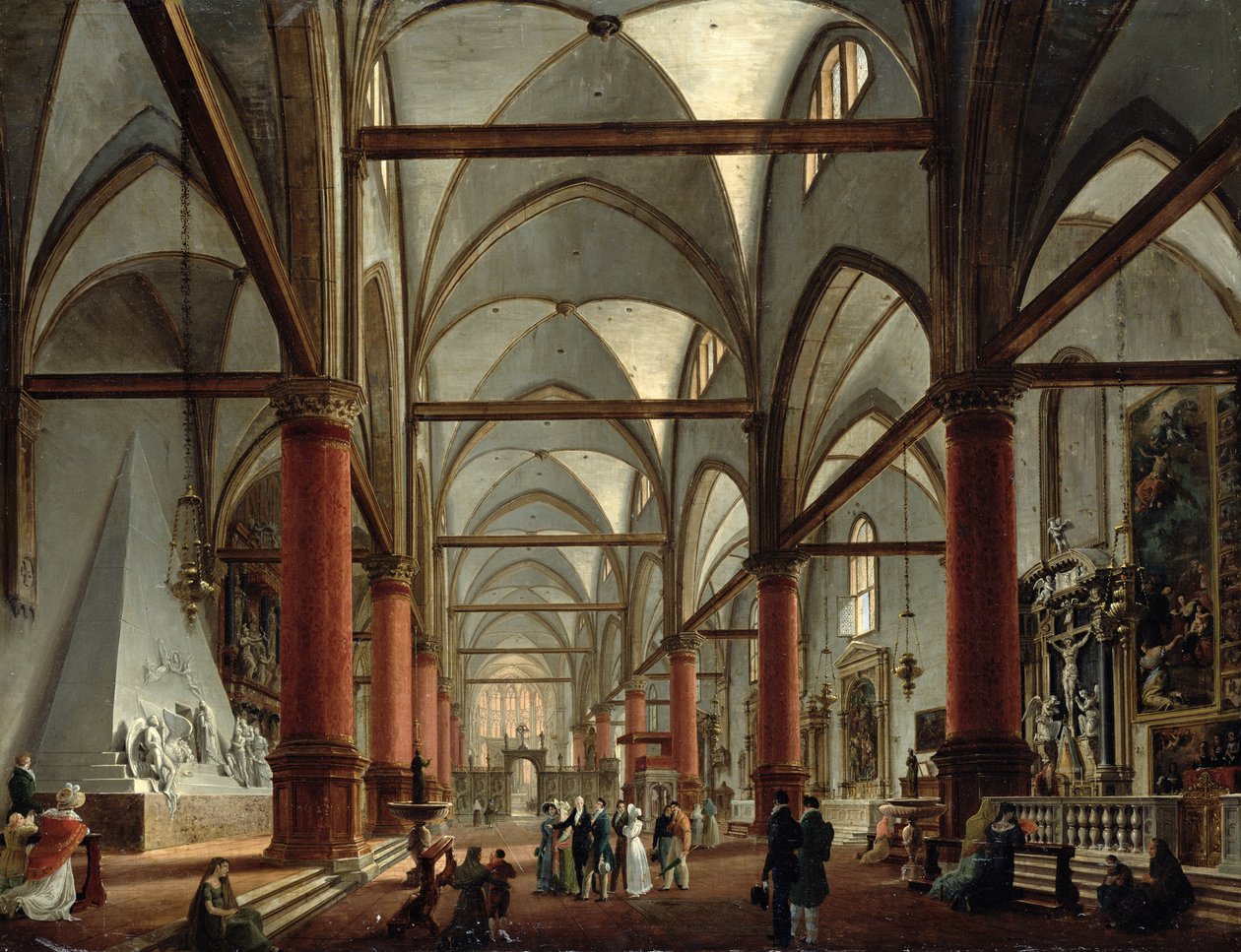 Leopoldo Cicognara (1767-1834) Komentář k pomníku Canova (1827) v kostele Santa Maria Gloriosa dei Frari, Benátky, 1828 od Giuseppe Borsato