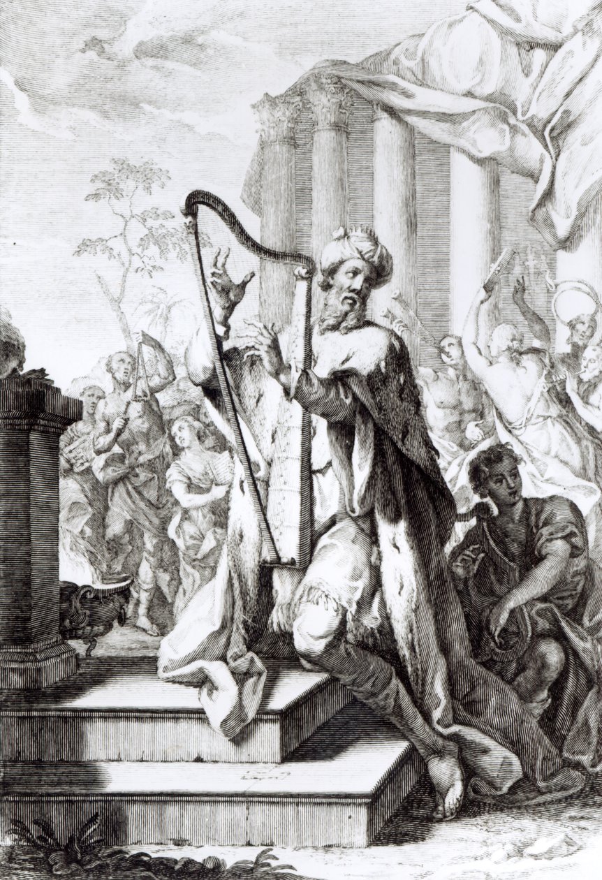 Král David hraje na lyru, vyryl A Faldanus od Giuseppe Camerata