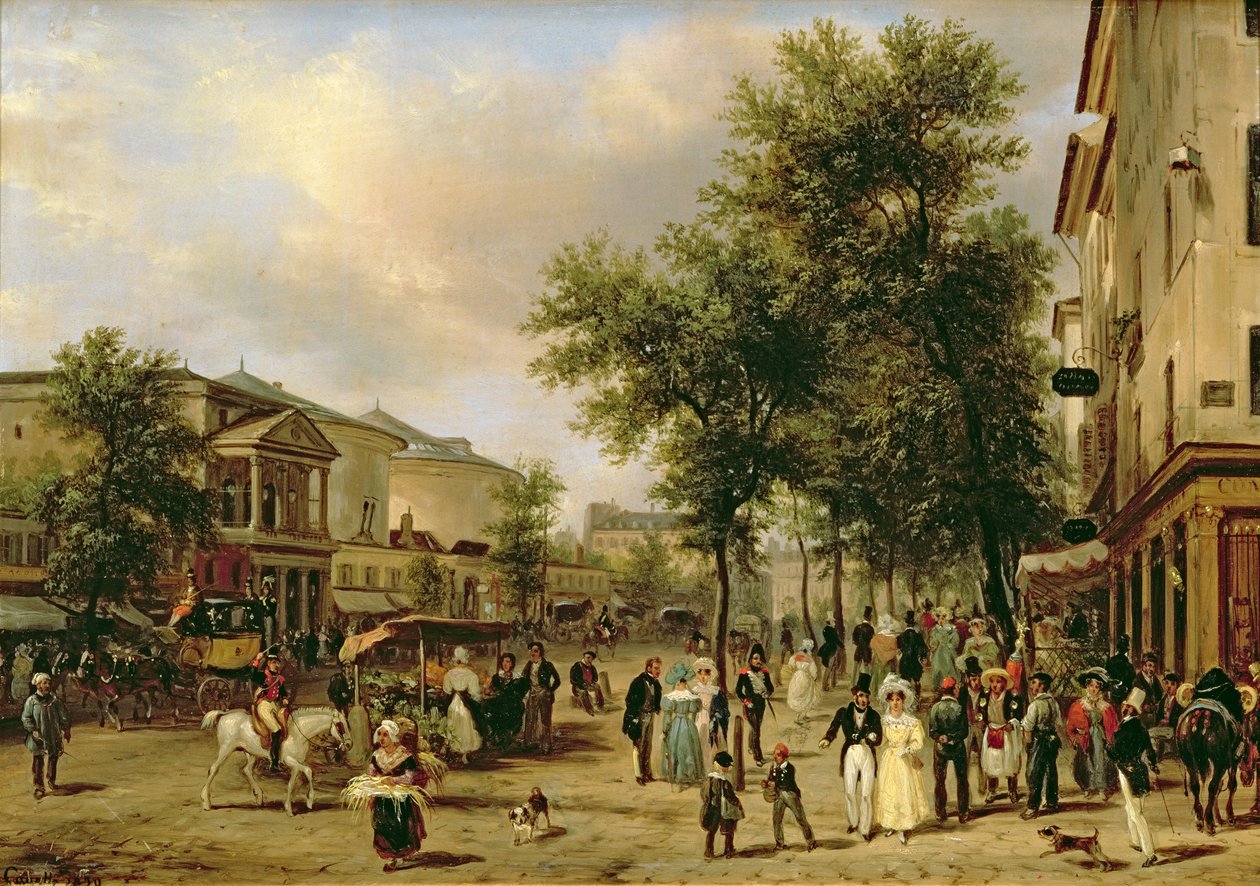 Pohled na Boulevard Montmartre, Paříž, 1830 od Giuseppe Canella