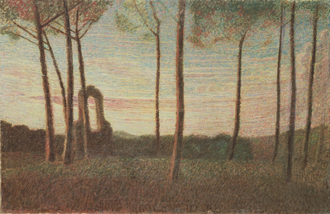 Krajina vily Borghese, 1906 od Giuseppe Pellizza da Volpedo