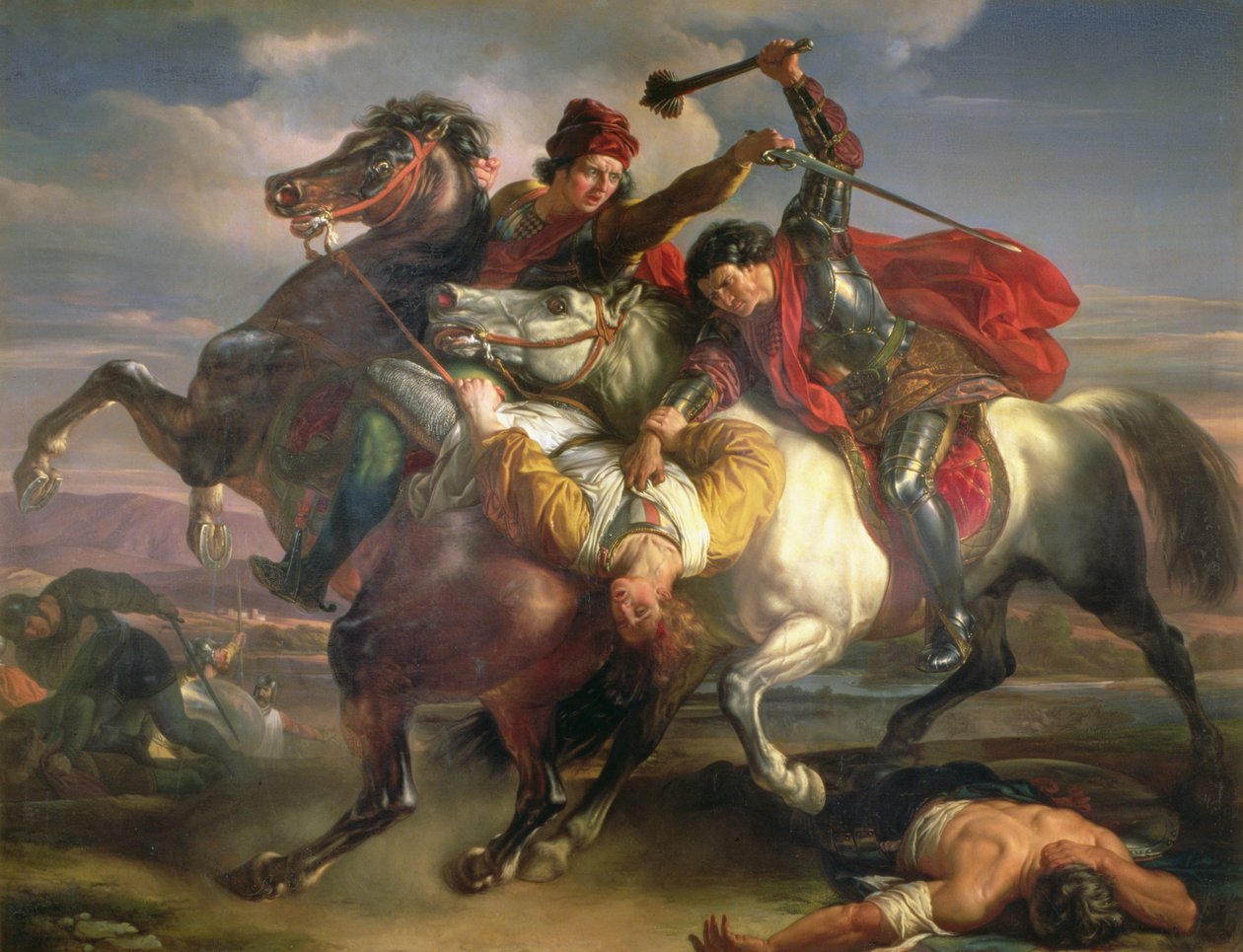 Farinata degli Uberti, florentský vůdce Ghibelline ze 13. století, v bitvě u Serchio od Giuseppe Sabatelli