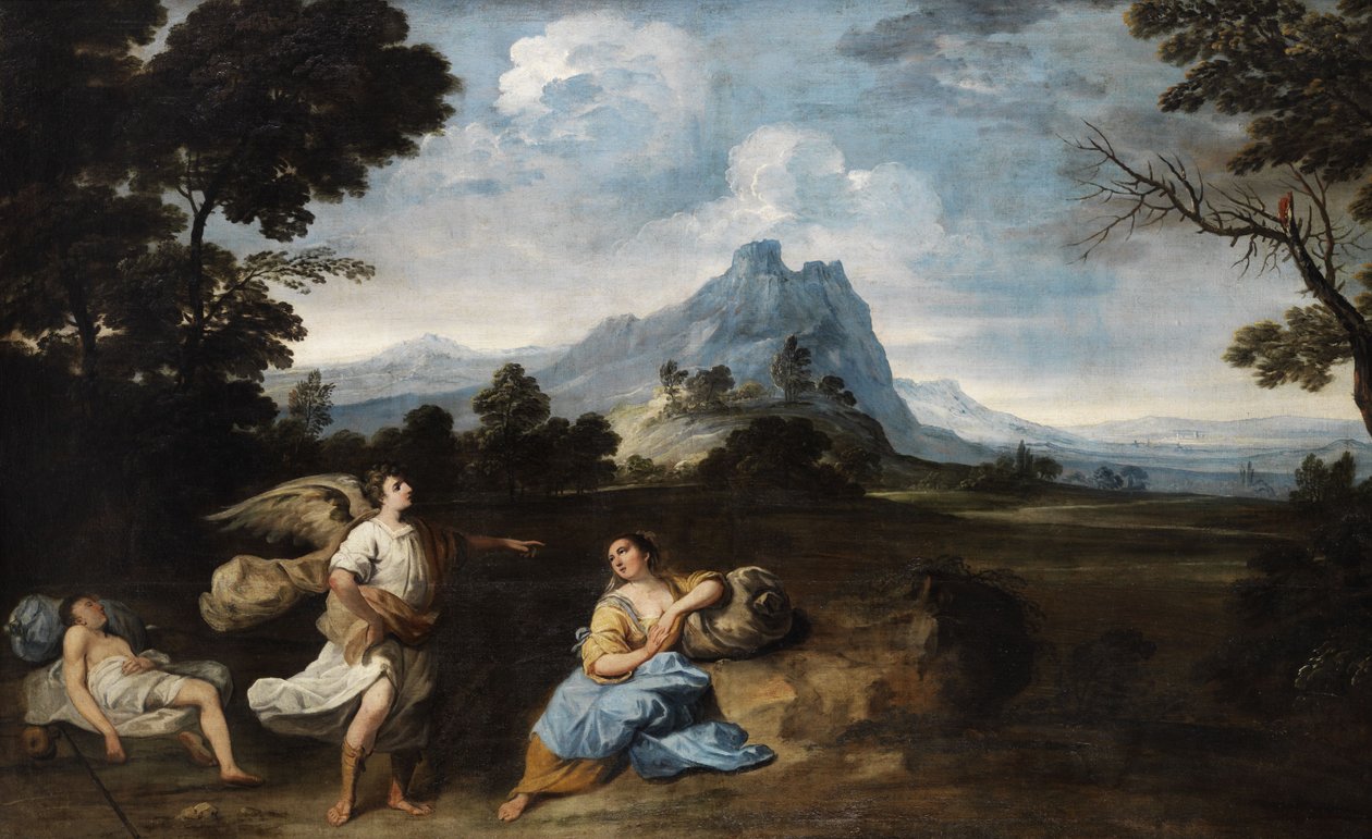 Hagar a Ishmael v poušti. od Giuseppe Zola