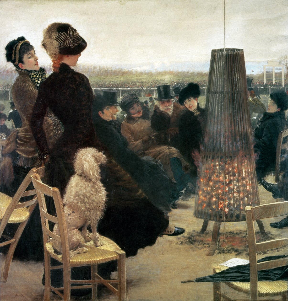 Závody v Auteuil, část triptychu od Giuseppe de Nittis