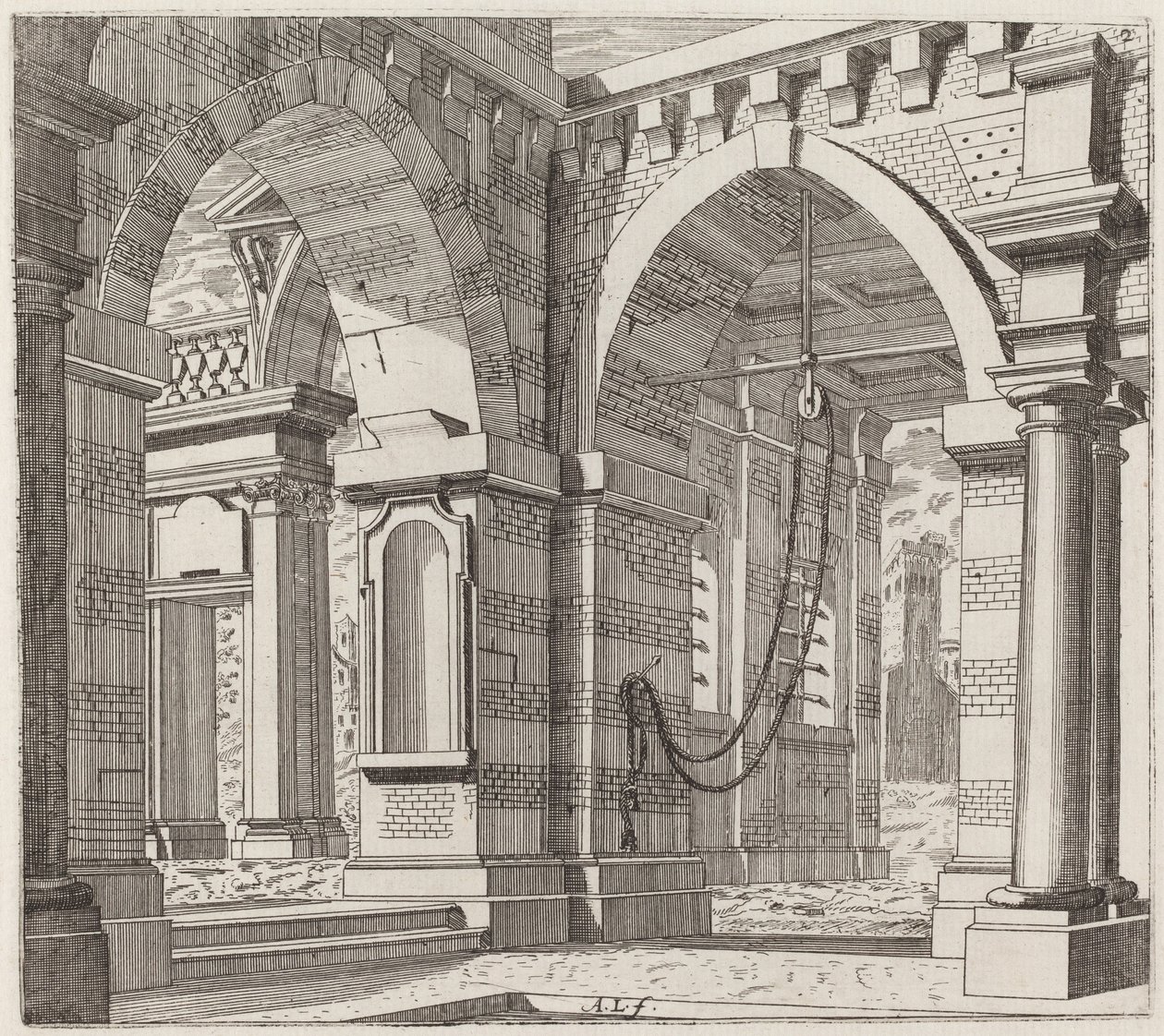 Architektonická fantazie s klenutými bránami od Giuseppe Antonio Landi