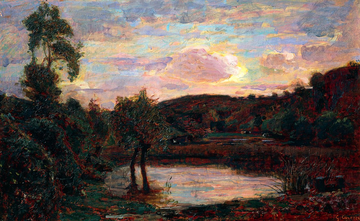 Západ slunce v Engadinu, Giuseppe Carozzi (1864-1938) od Giuseppe Carozzi