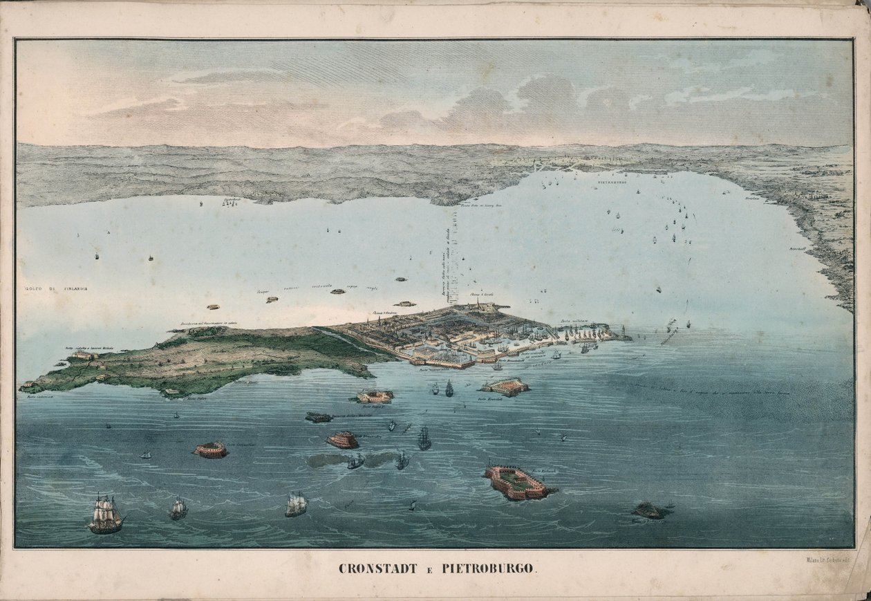 Panoramatický pohled na Kronštadt, 1853. od Giuseppe Civelli