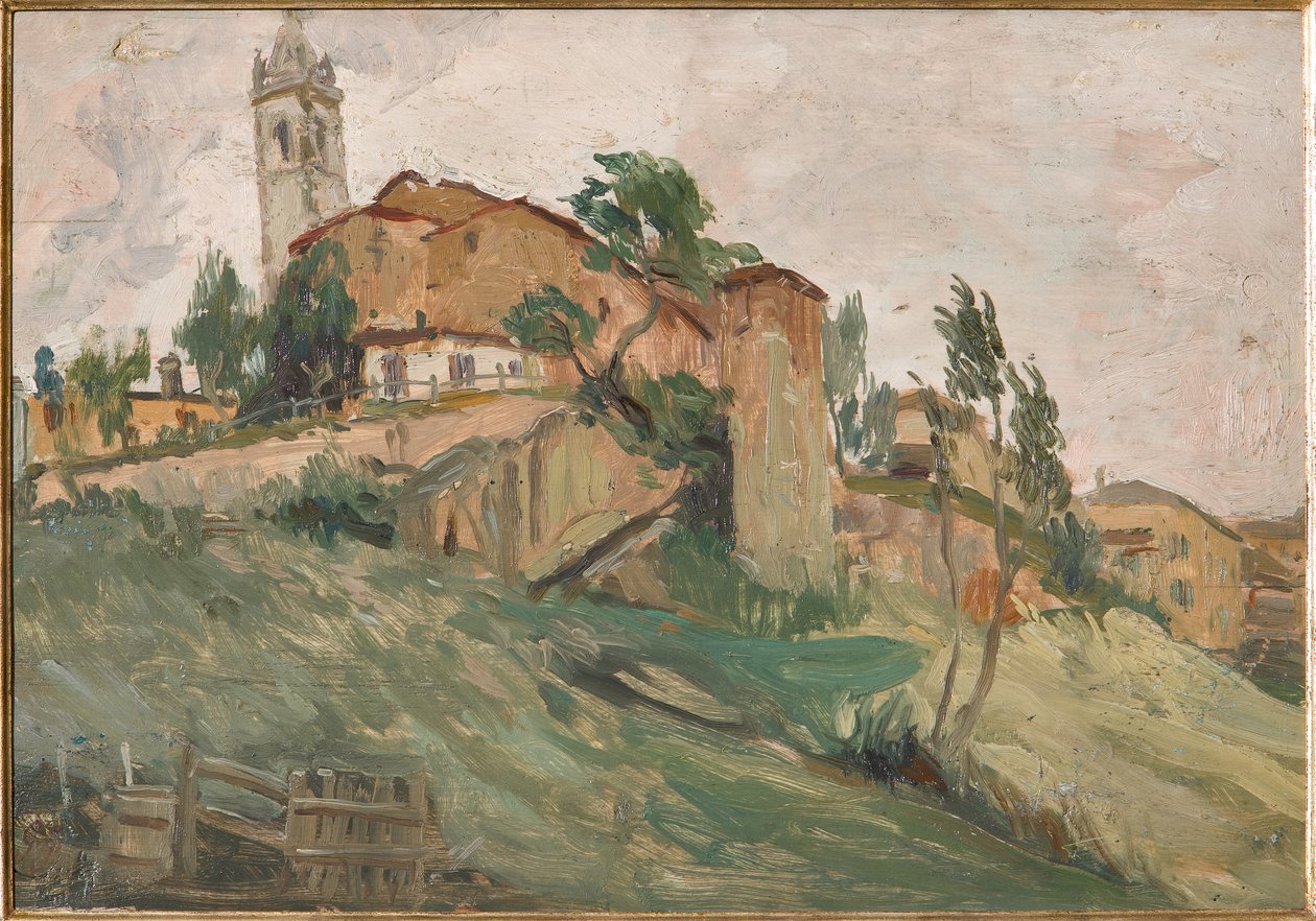 Pevnost Savignano (olej na překližce) od Giuseppe Graziosi