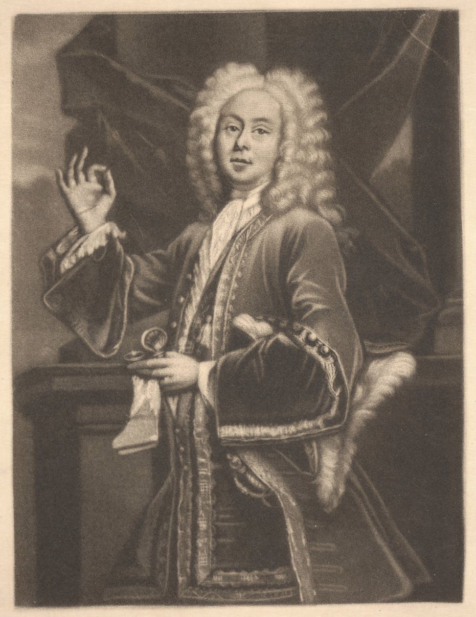 Colley Cibber, cca 1700-1725 (rytina) od Giuseppe Grisoni